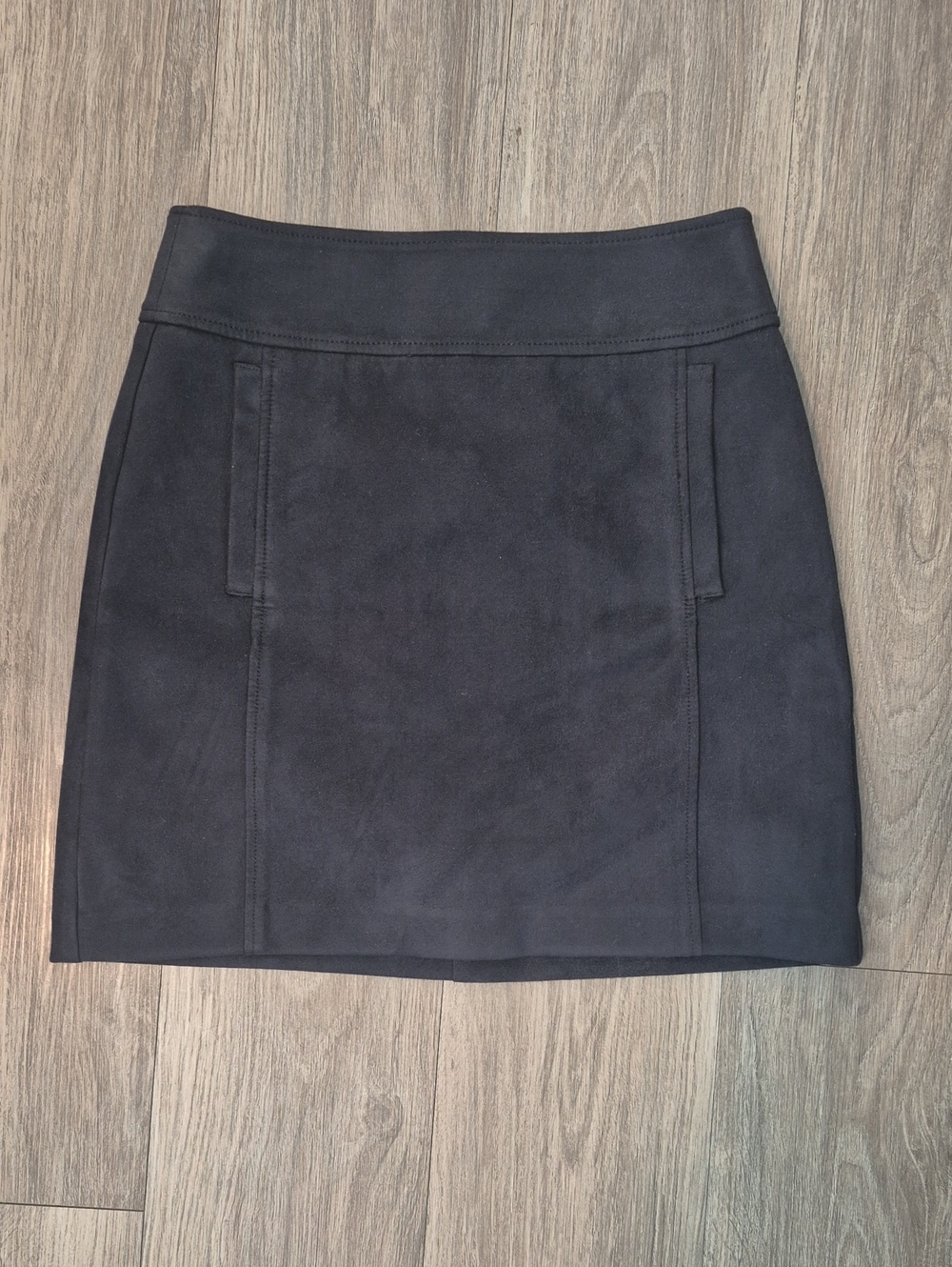 LOFT Black Suede-Look Mini Skirt